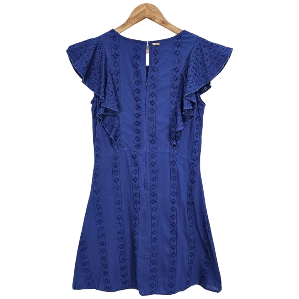 Cabana Life Navy Eyelet UPF 50+ Flutter Sleeve Mini Dress Size XS Beachy NWT - Picture 4 of 15